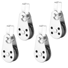 SUS316 Lifting Load Pulley Block Wheels Single Pulley Outdoor Stainless Steel Strong Pulley 4PCS