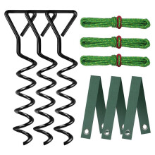 Tree Stake Kit, Heavy Duty Spiral Tree Stakes and Supports for Leaning Trees and Young Trees Straightening Black