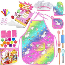 35-Piece Children's Baking Kit, Toy Kitchen Set Including Apron, Chef's Hat, Gloves