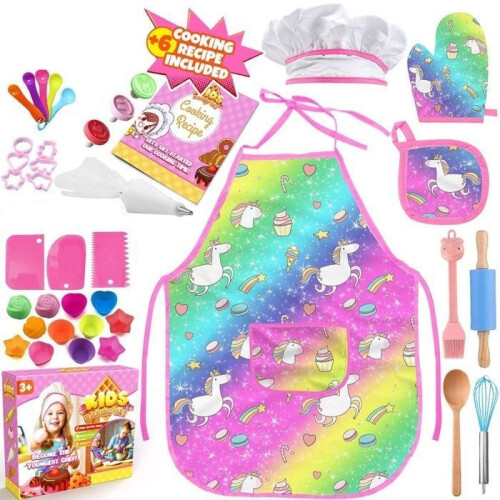 35-Piece Children's Baking Kit, Toy Kitchen Set Including Apron, Chef's Hat, Gloves