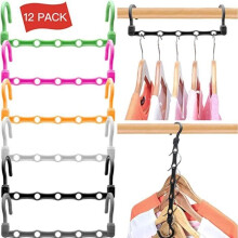 Coat rack, 12 magic hangers, non-slip and windproof storage hangers (random color)