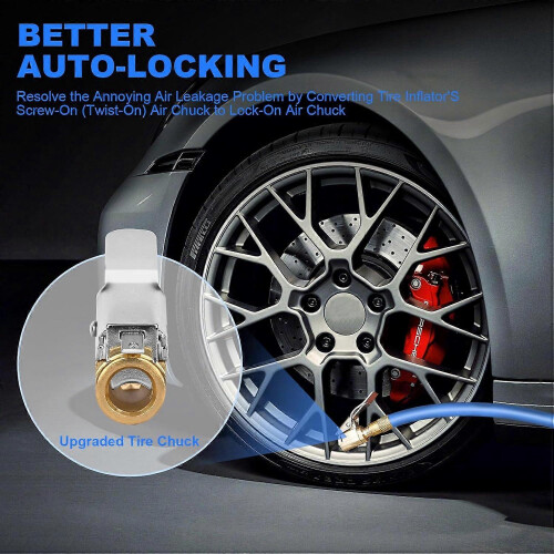 Αεροτσοκ ελαστικών από ορείχαλκο με κλείδωμα 2 τεμαχίων, προσαρμογέας φουσκώ 2