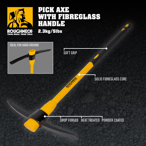 Roughneck Roughneck ROU64352 Pick Axe With Fibreglass Handle 5lbs/2.27kg 2