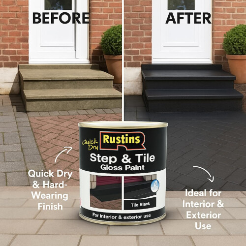 Rustins RUSTINS Quick Dry Step & Tile Paint Black 500ml 2