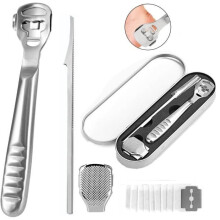 Foot file - Stainless steel - Pedicure kit - 10 replacement blades - Foot care tool