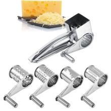 4-in-1 Cheese Grater - Multifunctional Rotating Stainless Steel Kitchen Grater
