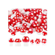 100 Pcs Mini Mushroom Decorations, Mini Resin Mushrooms, Garden Mushroom Decorations, Mini Red Mushroom Ornaments