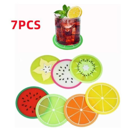 Creative silicone coaster with fruit design, non-slip, 9 cm
