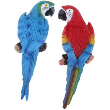 pair of realistic parrot bird decorations + DIY resin animal model statue for tree decoration (31cm blue and red)