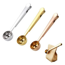 3-Piece Coffee Spoon Set, Stainless Steel 2-in-1 Coffee Spoon with Clip, 15ml Measuring Spoon with Sealed Clips, wj