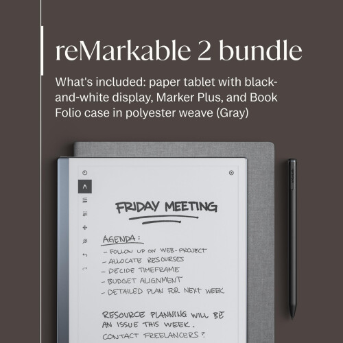 reMarkable 2 with Marker Plus and Grey Book Folio 1