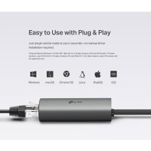 TP-Link UE302C USB C to Ethernet Adapter, 2.5 Gigabit Ethernet to USB C 3.0 Adapter, Multi-Gigabit Connection, Universal Compatibility, Scratch Resis
