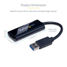 StarTech USB 3.0 to HDMI Adapter, USB-A to HDMI Display Converter, 1080P 60Hz Full HD Video Graphics Adapter, Driver Required, USB Monitor Extender f