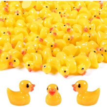 Set of 200 mini yellow resin ducks for decorating miniature landscapes and parties