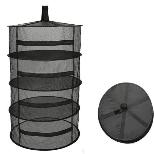 4-Layer Drying Net, Plant Drying Hanging Basket, Foldable Mesh Tier with Zipper, Drying Support.