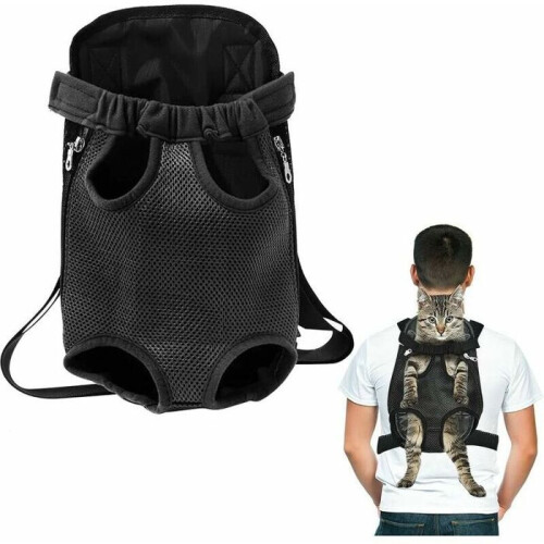 Front-Facing Backpack for Small Dogs, Portable Pet Carrier Bag, Black, Medium YYV