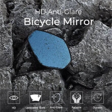 360Foldable Bike Mirror, HD Anti-Glare Glass Rearview Mirror,Left Side Mirror for 16-21mm ID Bicycles,Mountain