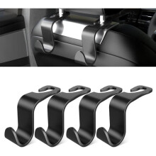 Set of 4 car seat back hooks - Interior car accessories - Black plastic