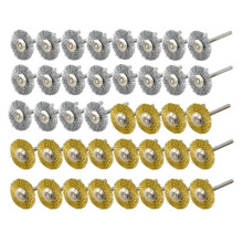 Mini Wire Brush - Dremel - 40 Piece Set - Brass and Steel - 3 mm Shank - Polishing Tool