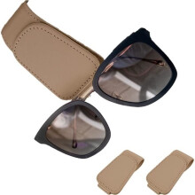 Car Sunglasses Holder, Set of 2 Magnetic Leather Sunglasses Holders for Car, Navy