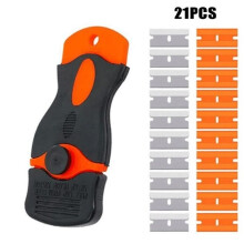 Ceramic hob scraper with metal blade and soft handle, for cleaning glass, mirrors, and floors