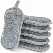 Washable dish sponge, 6 double-sided scratch-resistant pads, antibacterial microfiber kitchen sponge