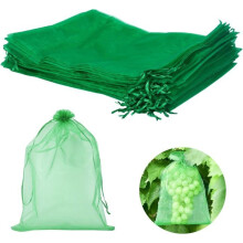 Grape Protection Bags, Organza Bags with Drawstring, Fruit Protection Bags (Green Grass 60 Pieces, 20x30cm)