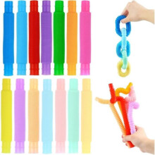 14pcs Pop Tubes - Anti-Stress Colorful Sensory Contracture Toys - White