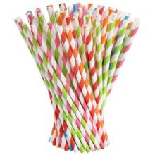 Paper Straws - Unmarked - 100 Pieces - Biodegradable - Random Color - 19.7 cm