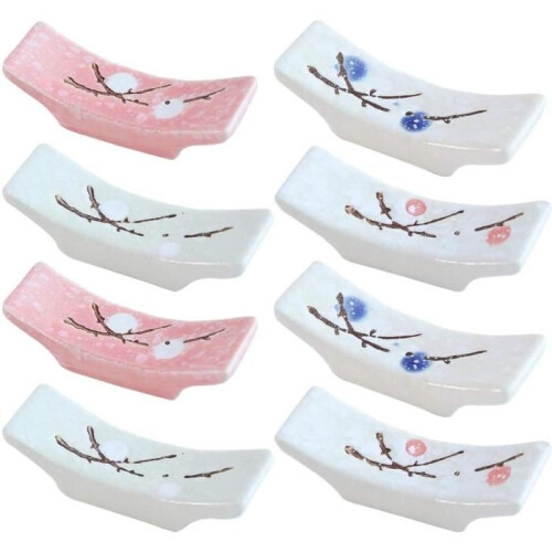 Chopstick Rest - Ceramic - Hand-Printed - 8 Pieces - Non-Slip - Durable and Reusable