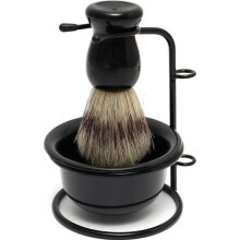 Shaving Tool Drop Hair Brush + Razor Steel Holder + Plastic Cup Bowl