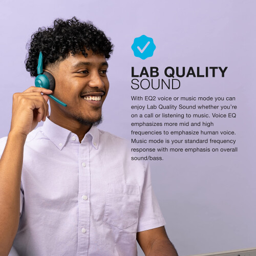 JLab JLab Go Work Pop Wireless Headsets with Microphone - 50+ H Bluetooth Computer Headset, Multipoint Connect, On Ear Wireless Office PC Laptop Headset w 2