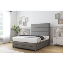 (2'6 Small Single, Pewter) Sloomy Monaco Dumfries Divan Bed Base 2 Drawers Right Side With 26" Strutted Headboard & 12" Matching Footboard