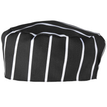(One Size, Black/White Stripe) Premier Unisex Chefs Skull Cap (Pack of 2)