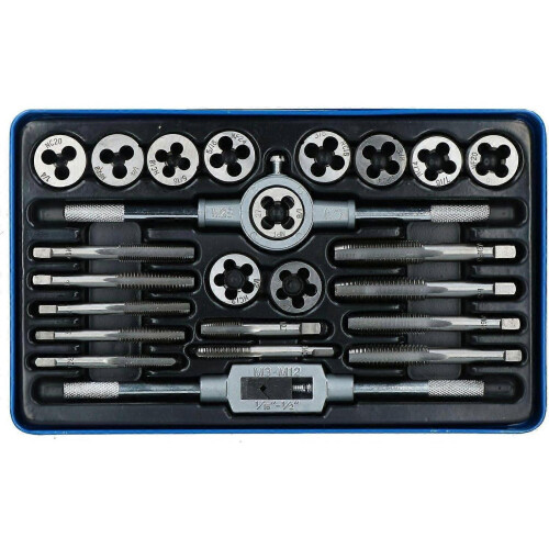 Tap and die 1/8" - 1/2" SAE + thickness 24pc 1