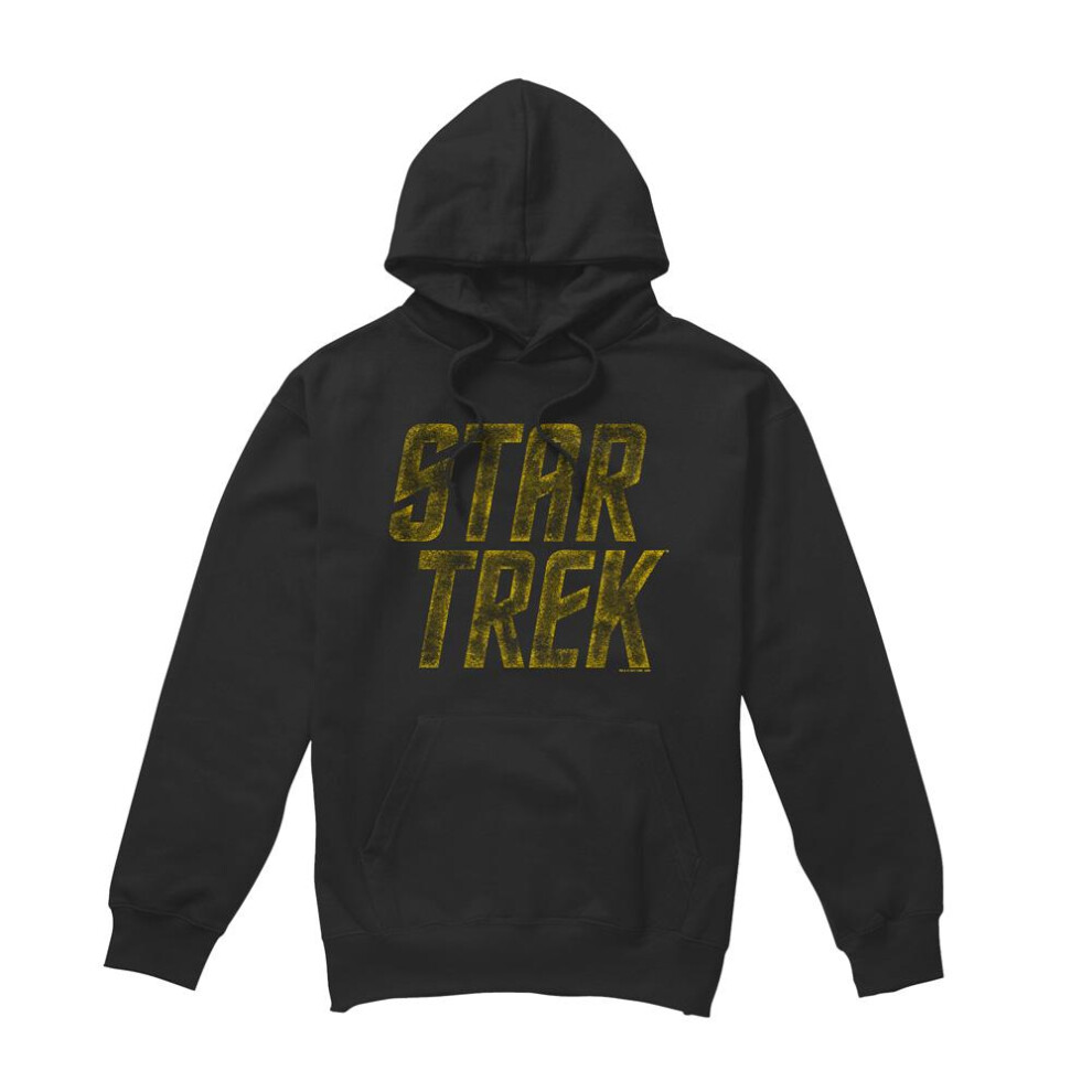 Star Trek (L, ) Mens Distressed Logo Hoodie Black