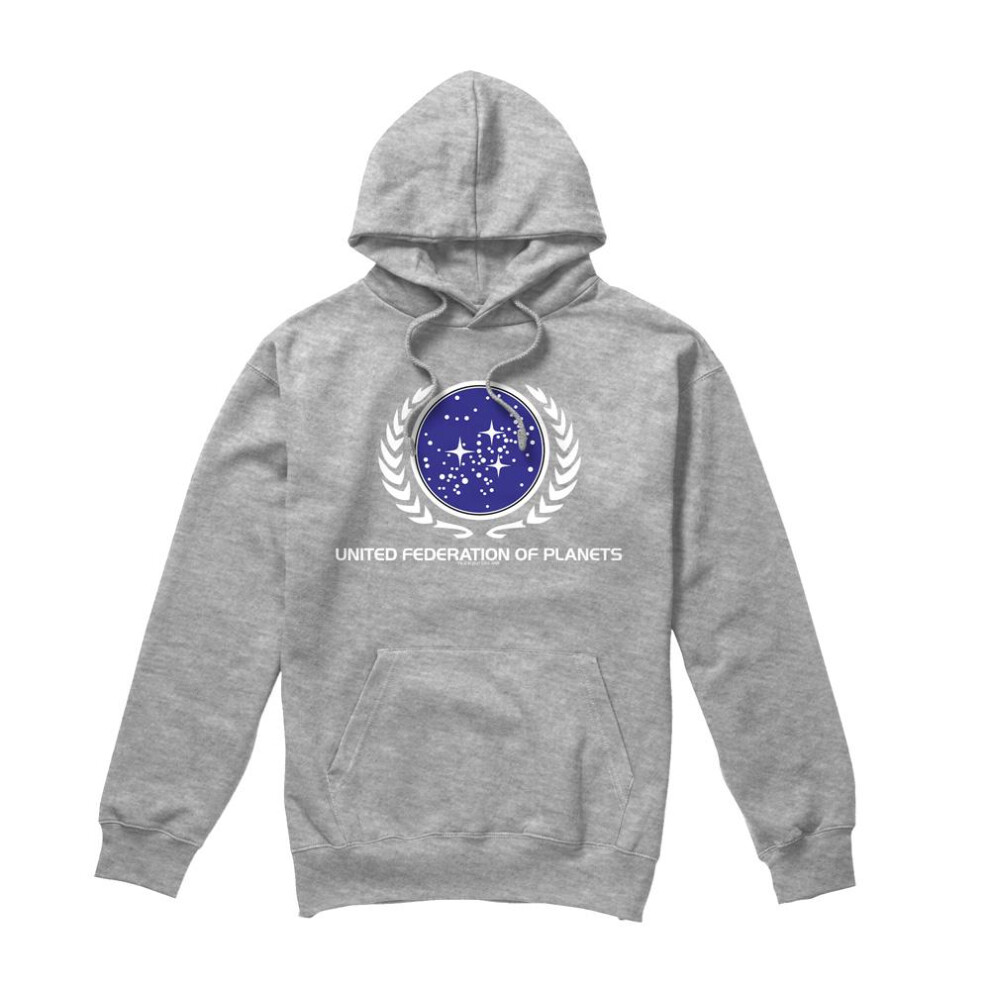 Star Trek (Xl, Sport Heather) Mens United Federation Logo Hoodie Multicoloured
