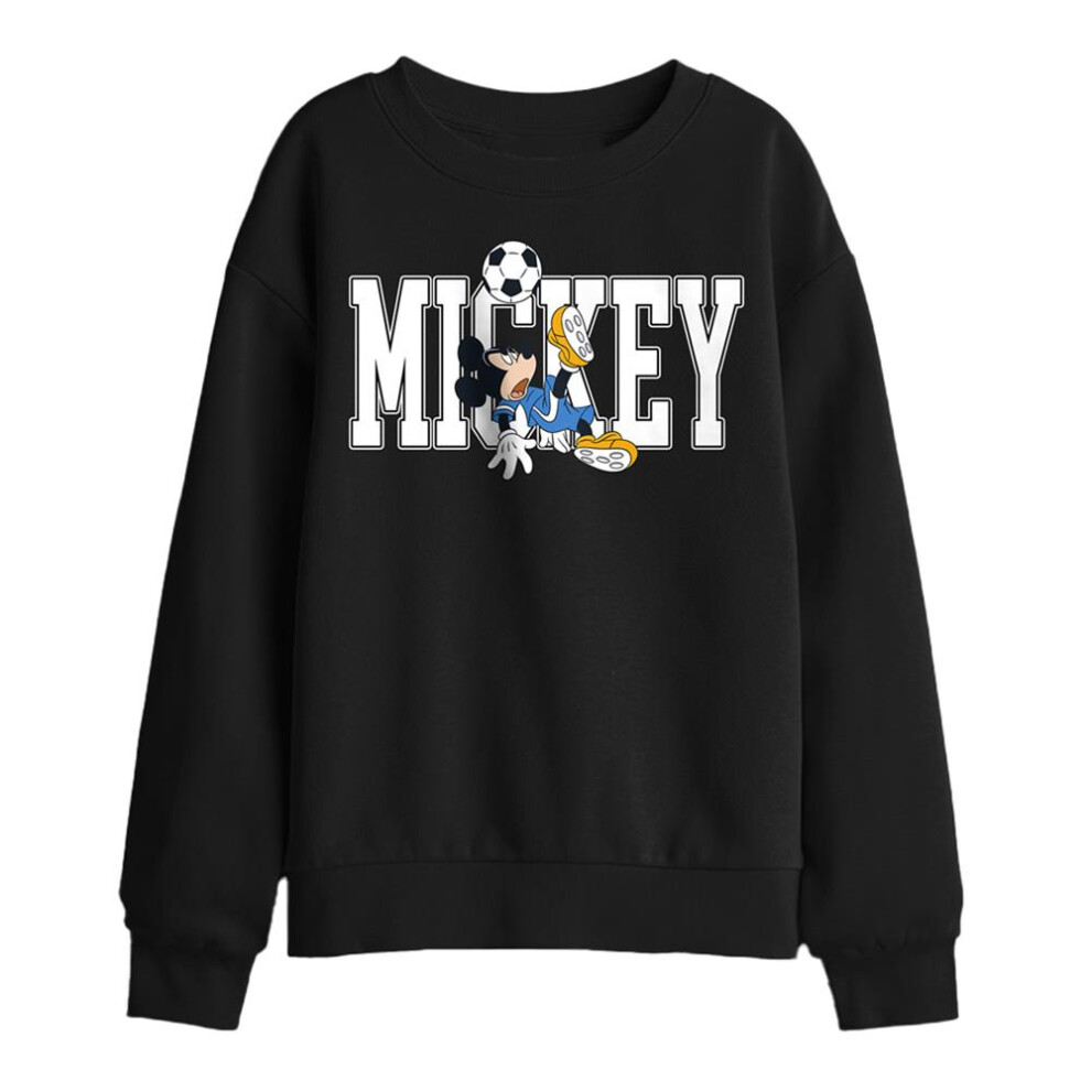 Disney (12-13 Years, Black) Childrens/Kids Football Kick Mickey Mouse Sweatshirt