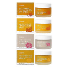Organic Mature Women Skin Care Set - Rose Revive Face Scrub, Anti-Aging & Intense Glow Day Balm, Anti-wrinkle Night Balm, and Dark Circles & Eye Bag R