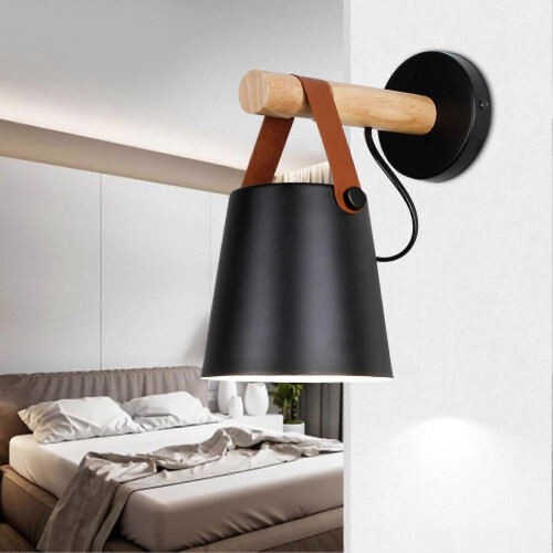 Wall Light Wood Modern Simple Style Night Lamp Home Decoration for Corridor Bedside 2
