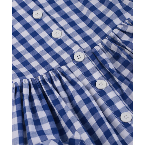 (6-12 Months, Blue) Beebay Y/d check button through dress Blue 2