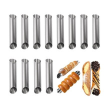 12-Piece Mold Set, Stainless Steel Cream Molds, Cannoli Tube Molds, Stainless Steel Cream Cake Molds