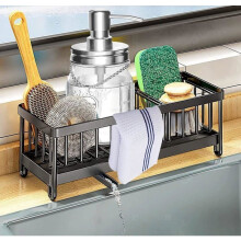 Kitchen Sink Sponge Holder, 304 Stainless Steel Countertop Sink Support with Removable Drain Tray