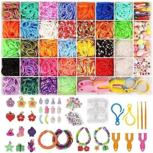 40 DIY rainbow rubber band grids, 2500 pieces
