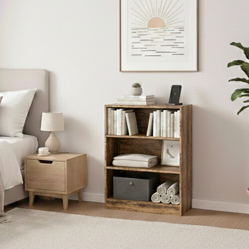 Vida Designs (3 Tier Low) Cambridge Wooden Bookcases Shelving Display Storage Unit 2