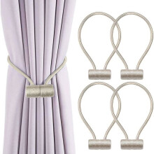 Curtain tiebacks - Set of 4 - Purple - Magnetic - Braided - Office decoration
