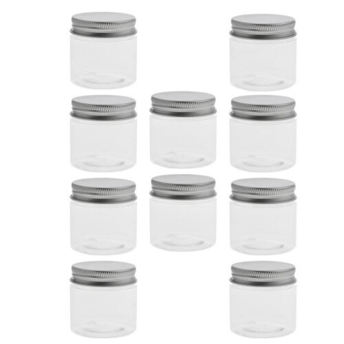 10 Pcs Empty Plastic Cosmetic Containers with Lids for Cream Samples and Makeup Storage, 60ml Size