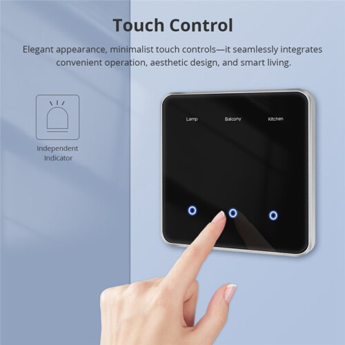 Zigbee DIY Name  EU All Black Touch Panel  Display Screen Light  Work with Tuya  Life App 3 Gangs 2