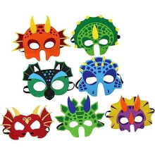 7-Piece Dinosaur Headband Mask Eye Patch for Children Halloween Mask Kids Paper Mask