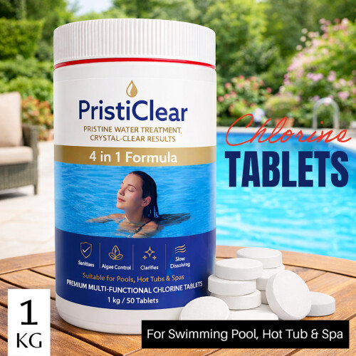 PristiClear Multifunction Chlorine Tablets 1kg – 4 in 1 Formula Chlorine Tablets 1